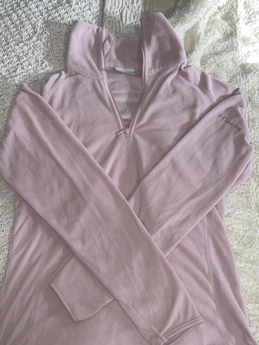 Columbia Light Pink Quarter-Zip Turtleneck Fleece Pullover